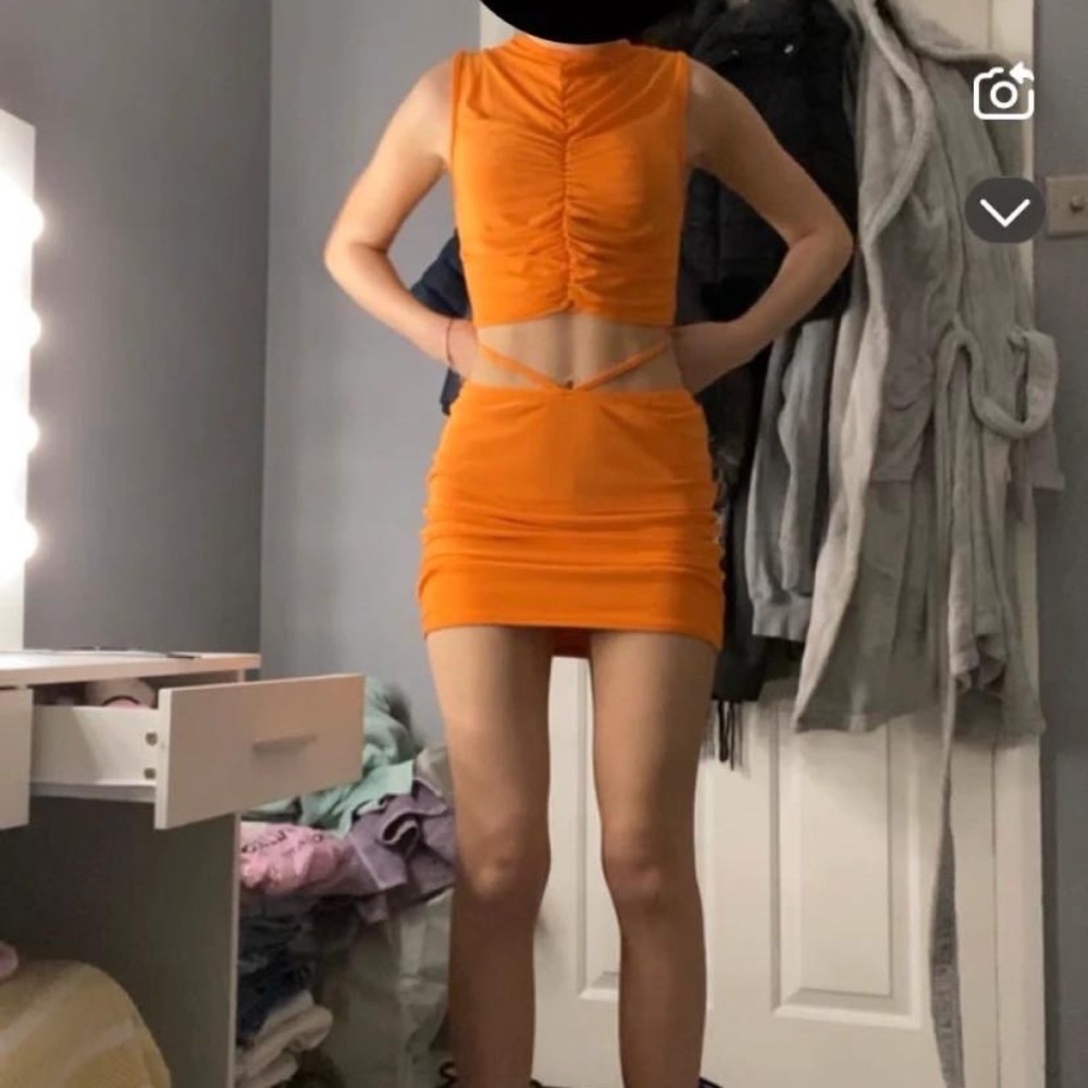 PrettyLittleThing Orange Cut-Out Mini Dress